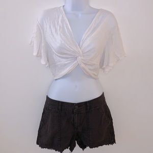 Free People Brown Low Rise Denim Shorts